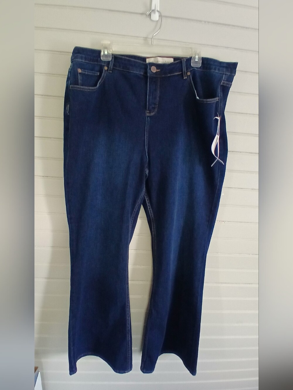 Soft Surroundings Ultimate Denim Fly Front Wide Leg Jeans Dark Blue Size 20W NWT